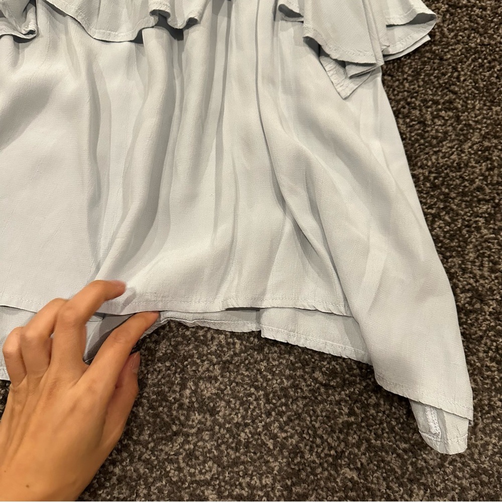 Light Blue Ruffle Women's Top - Picture 11 of 16